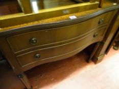 Two drawer shaped and curved chest and a corner cupboard with glazed top and base cupboard