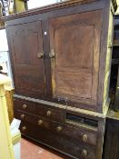 Two piece pine press cupboard