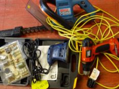 Challenge MHT5197 hedge trimmer, palm sander, Black & Decker 12v cordless drill etc E/T