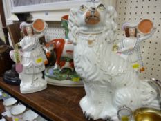 Pair of Staffs flatbacks, cow spillholder and a comforter dog