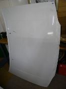 White painted vehicle bonnet, labelled for Ford Escort, probably Mk IV