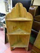 Pine three shelf corner unit