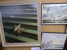 Signed prints - 'Estuary Dawn' and another similar stamped and signed WINSTON? and a still life