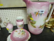 Pretty painted part Staffs washbasin set etc