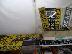 Quantity of car registration number plates for display purposes including 'EY' etc
