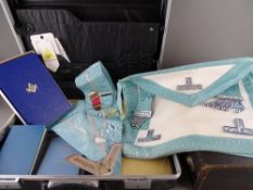 Briefcase with Masonic ephemera contents, another briefcase etc