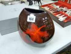 Modern red leaf decorated Poole vase