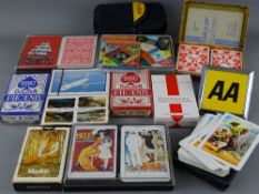 Parcel of playing cards and an AA vehicle badge