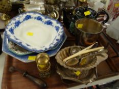 Tray of mixed china, EPNS & lustre teapot