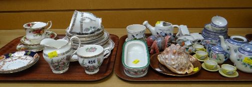A tray of various patterned teaware including Sadler 'Indian Tree' together with an 'Old Country