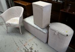 Parcel of Loom bedroom furniture including ottoman, laundry boxes etc