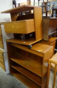 A neat teak narrow bookcase together with a matching hifi / TV unit