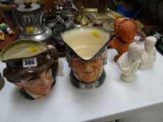 Two Royal Doulton character jugs - 'Paddy' & 'Parson Brown' together with a small Goss Parian bust &