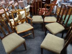 A parcel of six various chairs with matching upholstery