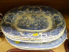 A parcel of various patterned blue & white platters