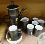 A Rye studio pottery coffee set