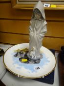 Nao figure of a child, David Shepherd Wedgwood elephant plate & a boxed Royal Worcester Jubilee