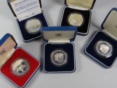 Five modern Royal Mint silver proof crowns