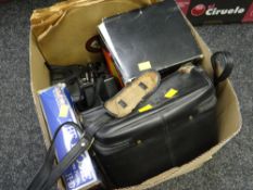 Parcel of vintage cameras, equipment & gramophone records