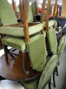 Reproduction mahogany extending D end dining table with ebonized border decoration together with a