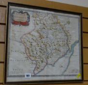 Framed ROBERT MORDEN coloured map of the county of Monmouth