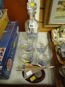 A commemorative Concorde decorated decanter & glasses together with a Concorde limited edition model