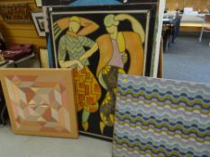 Parcel of furnishing canvases etc