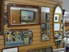 Parcel of four various wall & hall mirrors