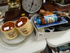 Box containing small parcel of flatware, wooden condiments, kitchen storage jars etc