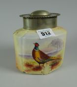 A Lock & Worcester tea caddy decorated with a pheasant & signed A Wall