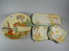 A Crown Devon charger together with a vintage Royal Doulton cake plate & tray