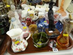 Tray of mixed glassware & china including Caithness