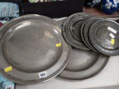 Parcel of various sized pewter plates