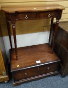 A reproduction mahogany hifi / TV stand together with a reproduction mahogany hall table