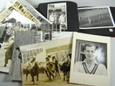 Vintage sporting photograph album mainly relating to cricket together with a parcel of vintage