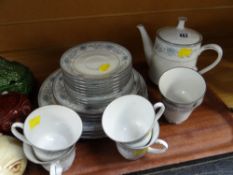 A tray of Noritake 'Blue Hill' patterned teaware