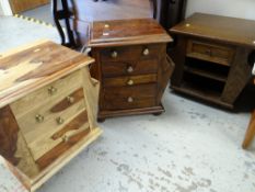 A vintage oak magazine stand together with a pair of Eastern hardwood magazine & three-drawer