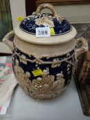 A continental twin-handled & blue glaze rumtopf