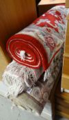 Three various coloured & patterned washed woollen Chinese rugs