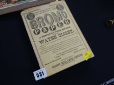 A packet of Bromo water closet paper (unused)