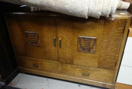 A vintage oak sideboard, two-drawer cupboard top & a two-drawer base