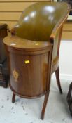 An Edwardian mahogany & studded cushion child's high chair with inlaid decoration to front