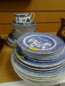 Parcel of various blue & white decorated dinnerware