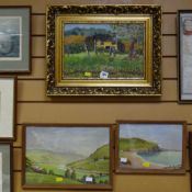 Three framed oils, one of the coast of Aberystwyth, signed EDUARDO LUIS