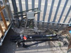 Two sets of vehicle roof rack rails & a metal treadle