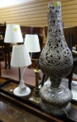 Three various electric table lamps
