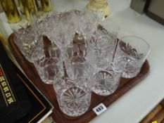 A tray of various glassware
