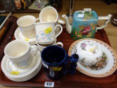 A parcel of mixed china including Portmeirion, Royal Jubilee tankard, teaware etc