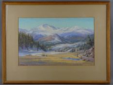 ELSIE HADDON HAYNES pastel - snow covered mountains, signed and with Davey & Sons, Manchester