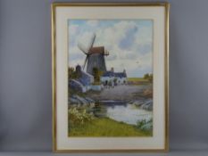 WARREN WILLIAMS ARCA watercolour - The Old Mill at Cemaes Bay, Anglesey with mill cottage and figure